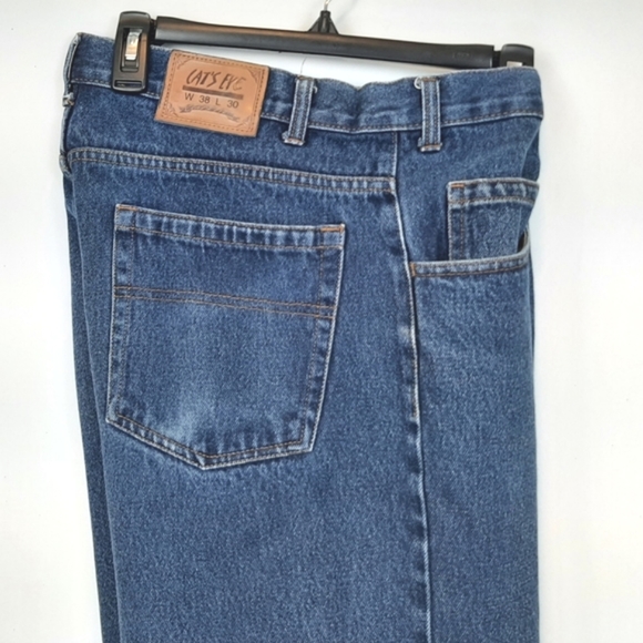 Cat's Eye Mens Straight Leg Denim Jeans Dark Wash Size Classic High Rise 38x30 - Picture 2 of 15